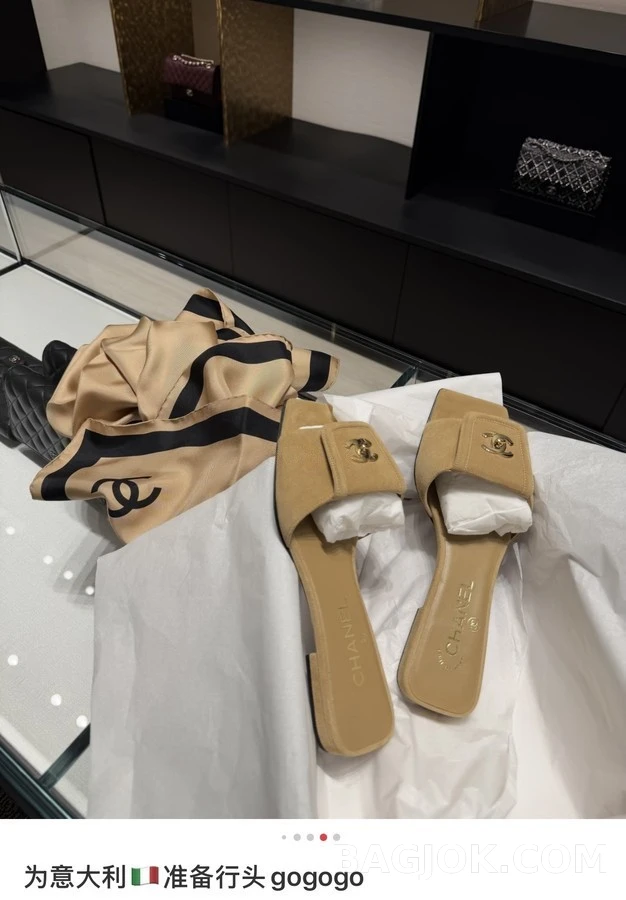 샤넬 샤넬 로고 스퀘어 토 뮬 상세 이미지
