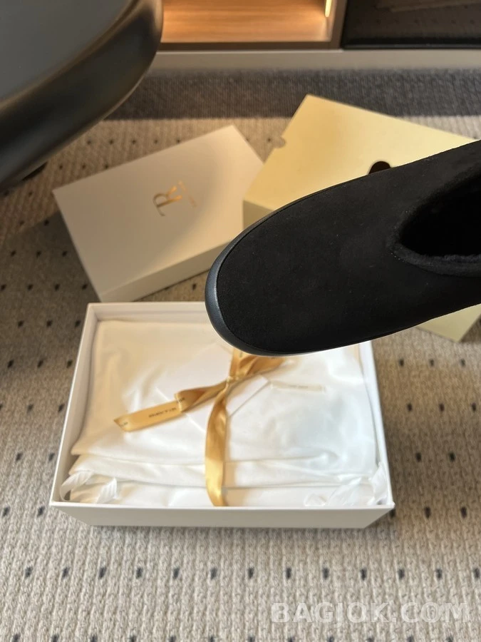 더로우 더로우 스웨이드 V컷 퍼안감 슬리퍼 상세 이미지