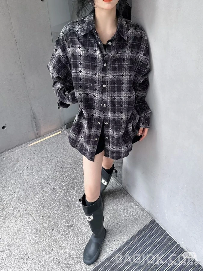크롬하츠 크롬하츠 체크 크로스 긴팔 티셔츠 상세 이미지