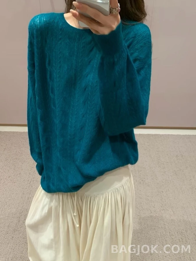 로로피아나 로로피아나 레트로 피콕그린 케이블 니트 상세 이미지