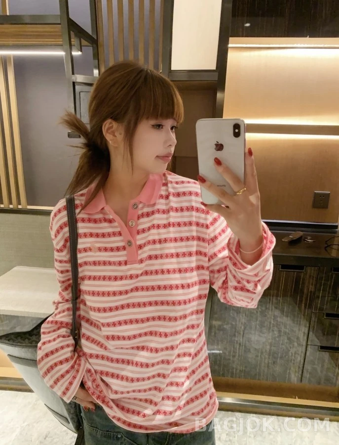 크롬하츠 크롬하츠 크로스 자카드 스트라이프 긴팔 티셔츠 상세 이미지