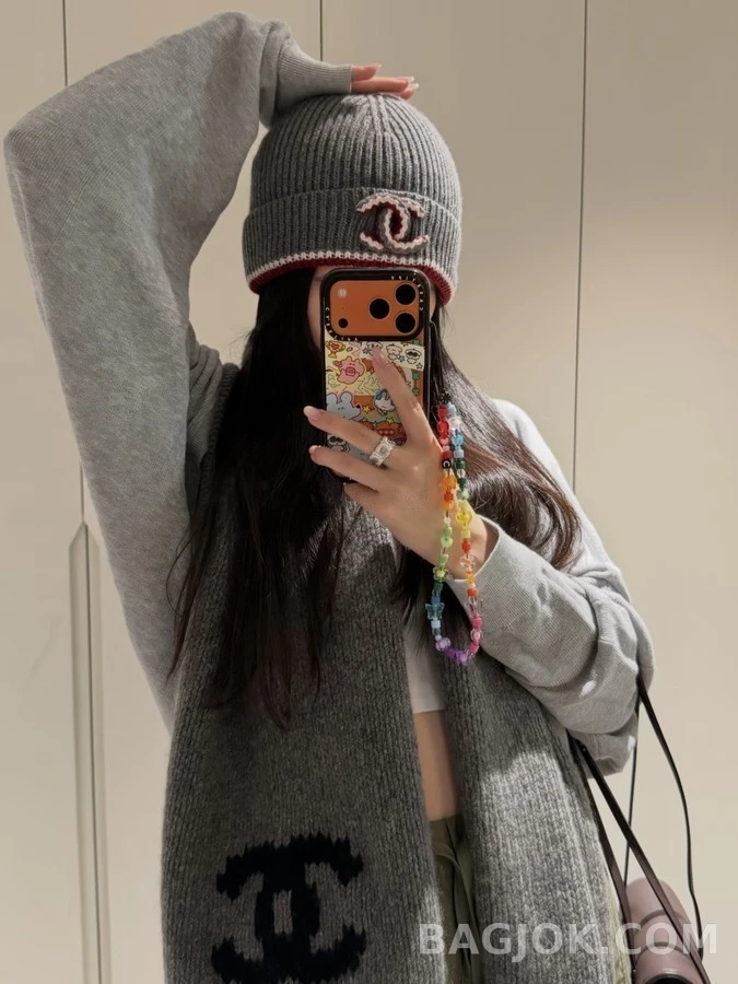 샤넬 샤넬 로고 골지 비니 상세 이미지