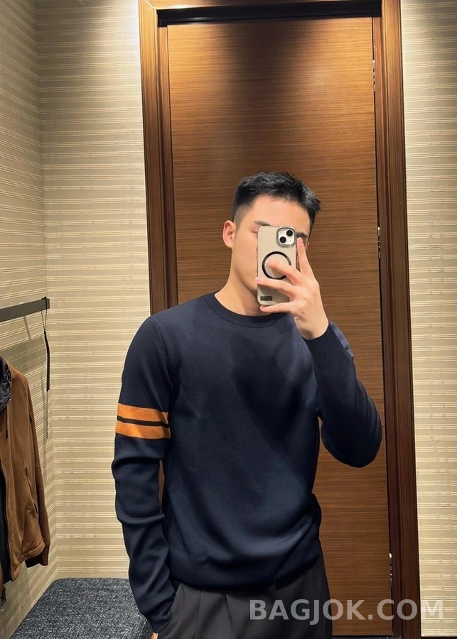 제냐 제냐 배색 스트라이프 니트 상세 이미지