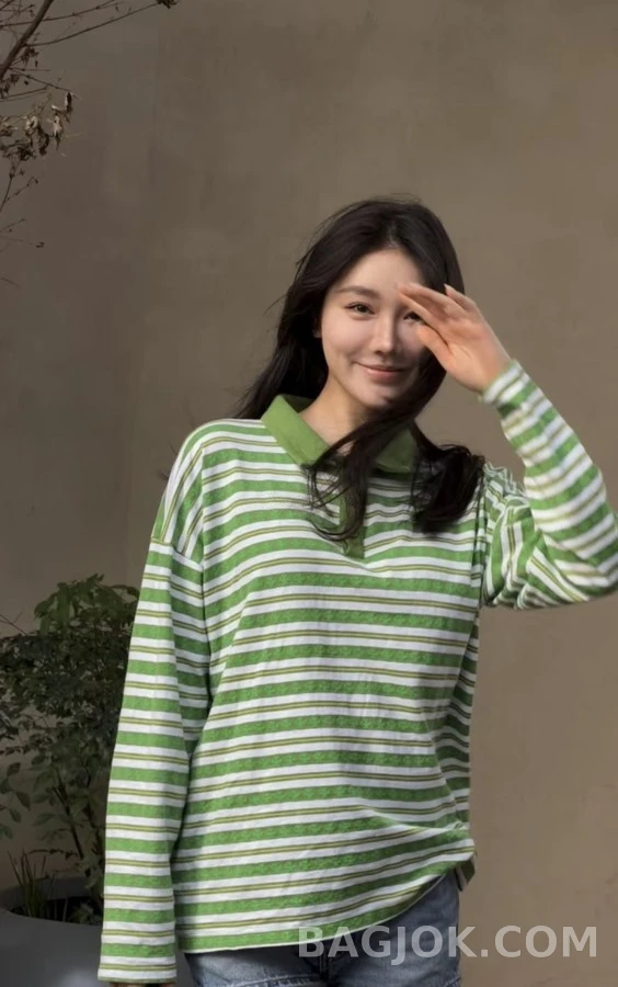 크롬하츠 크롬하츠 십자가 자카드 스트라이프 긴팔 폴로 티셔츠 상세 이미지