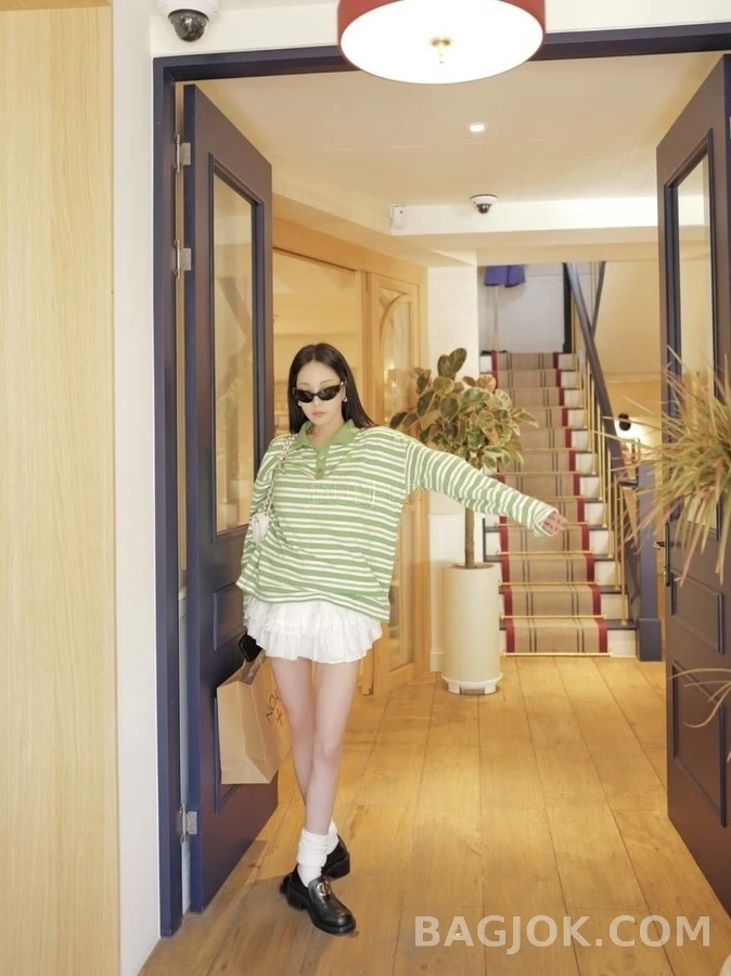 크롬하츠 크롬하츠 십자가 자카드 스트라이프 긴팔 폴로 티셔츠 상세 이미지