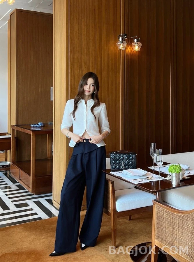 디올 디올 랩 디테일 와이드 팬츠 상세 이미지