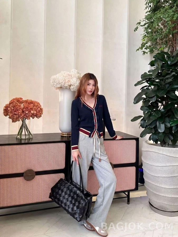 샤넬 샤넬 브이넥 러플 스트라이프 가디건 상세 이미지