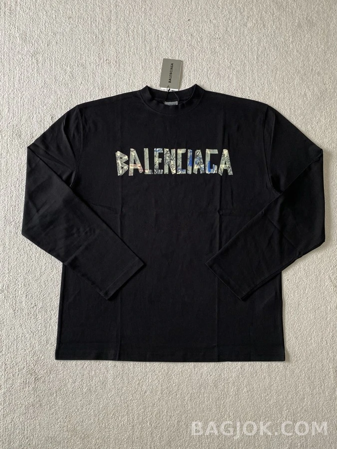 발렌시아가 발렌시아가 테이프 그래피티 로고 긴팔 티셔츠 상세 이미지