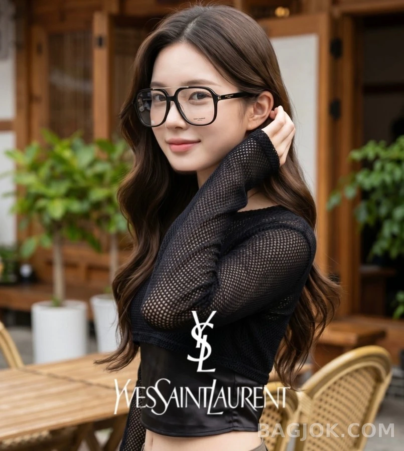 생로랑 세인트로랑 토터스쉘 더블 브릿지 안경테 상세 이미지