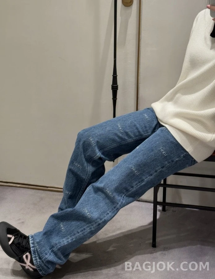 로에베 로에베 레터링 자수 데님 팬츠 상세 이미지