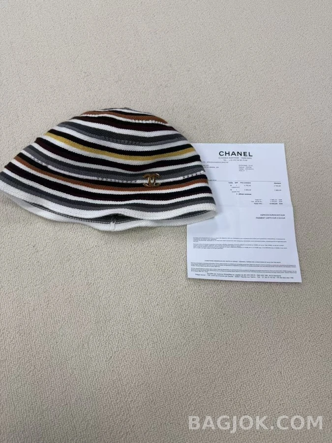 샤넬 샤넬 컬러 스트라이프 니트 버킷햇 상세 이미지