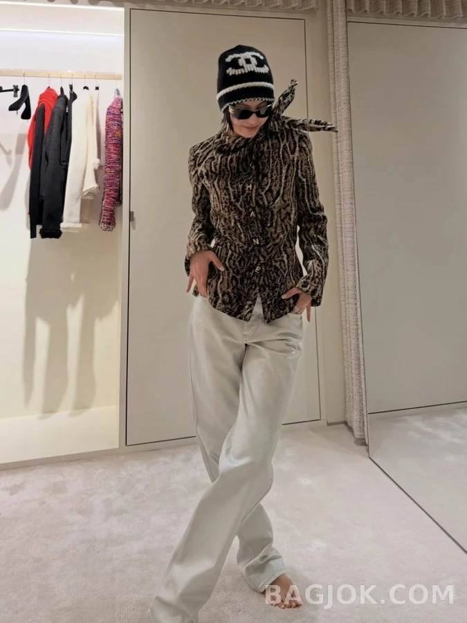 샤넬 샤넬 더블 C 배색 니트 비니 상세 이미지