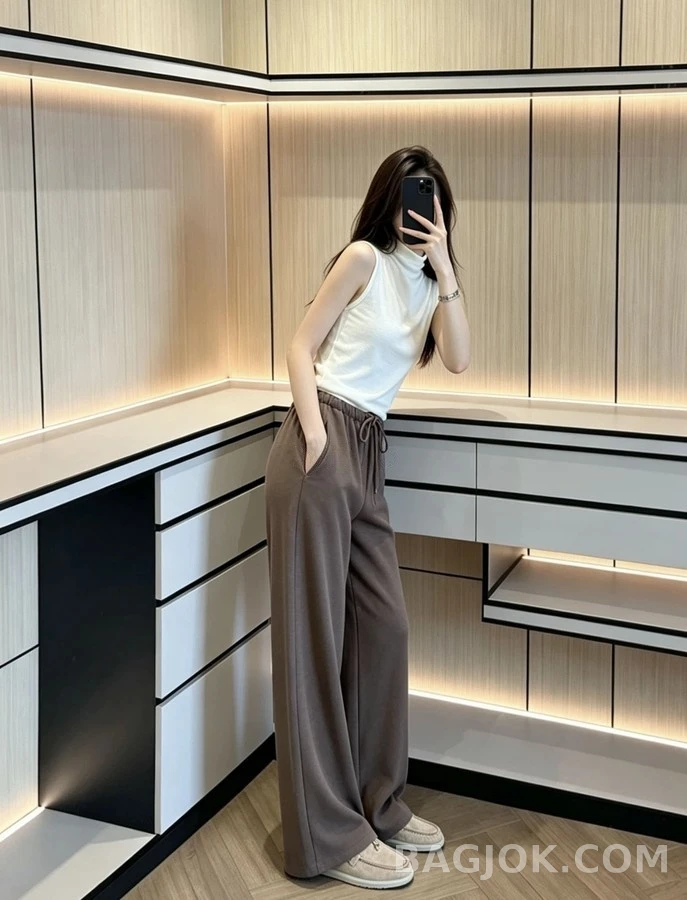 더로우 더로우 텍스처 드로스트링 스트레이트 팬츠 상세 이미지