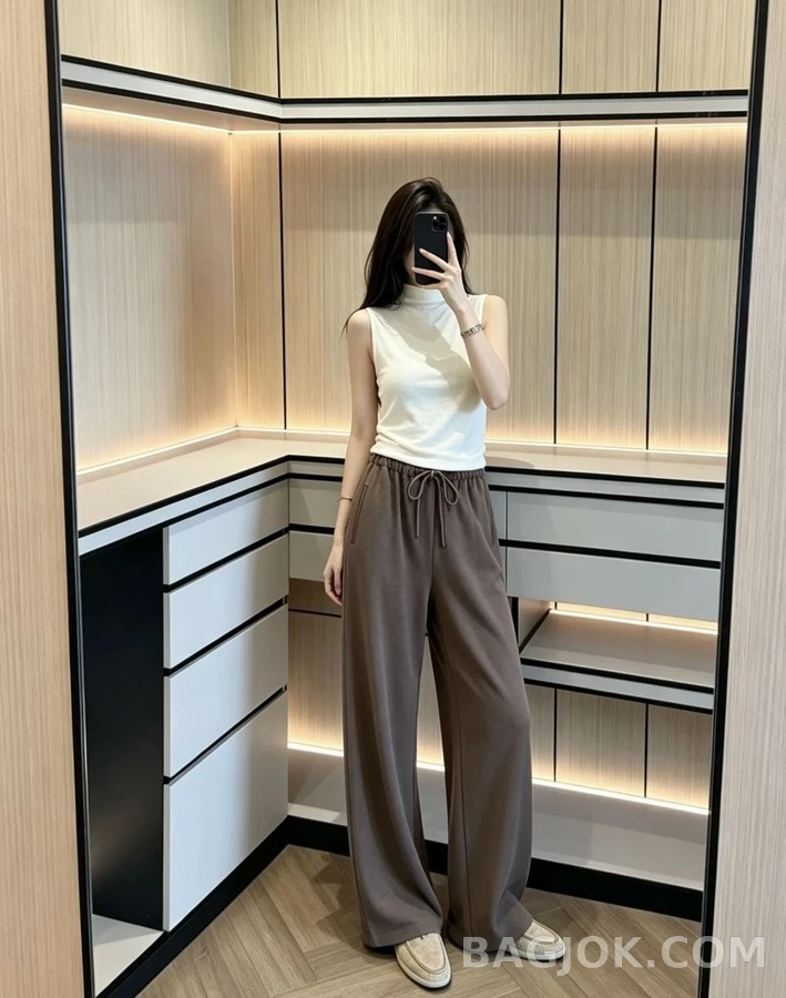 더로우 더로우 텍스처 드로스트링 스트레이트 팬츠 상세 이미지