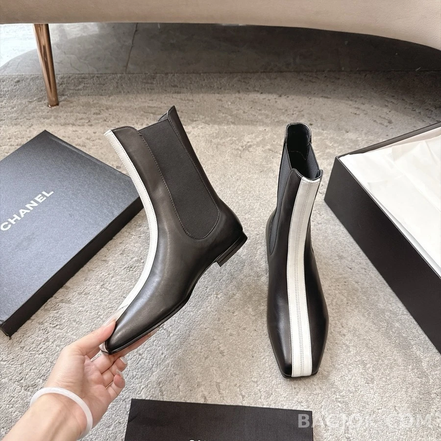 샤넬 샤넬 투톤 레더 첼시 부츠 상세 이미지