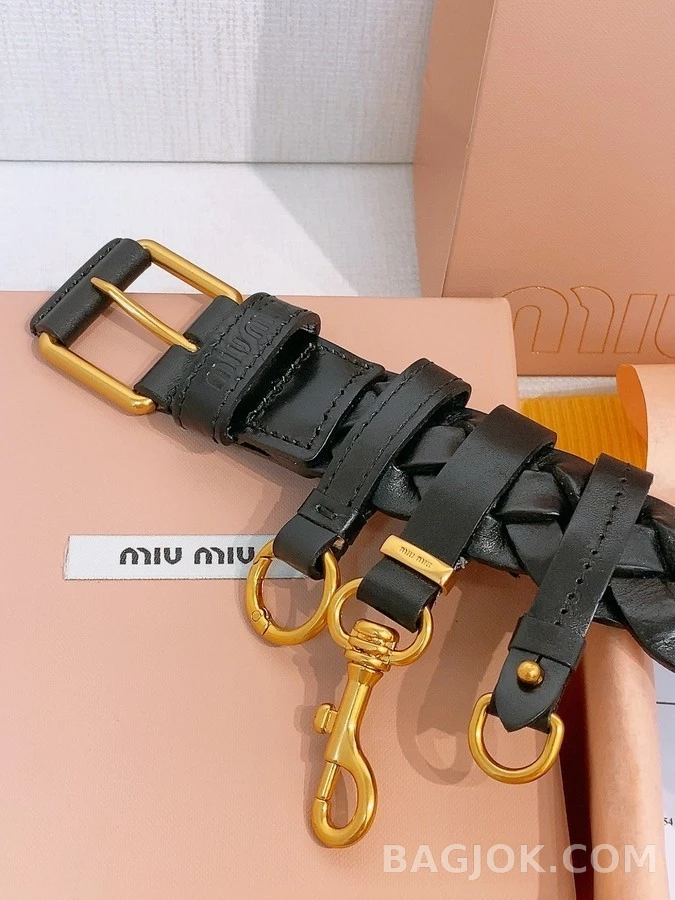 미우미우 미우미우 브레이디드 레더 벨트 상세 이미지