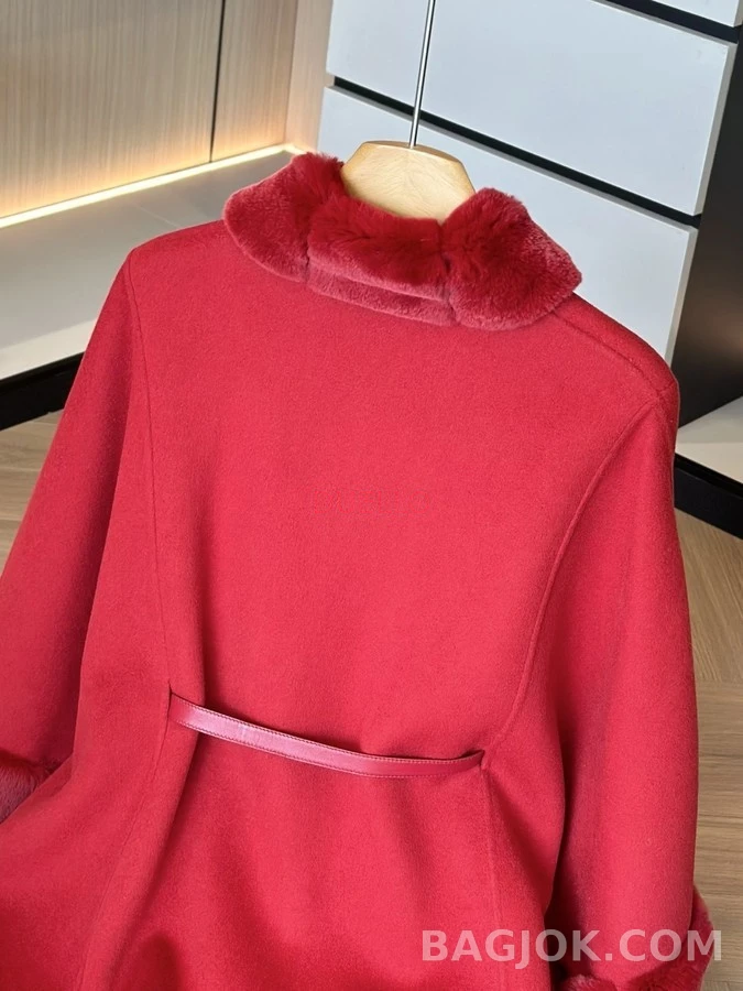 로로피아나 로로피아나 퍼 칼라 케이프 자켓 레드 상세 이미지