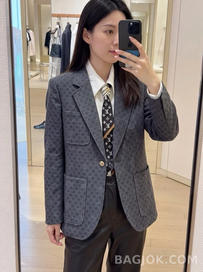 루이비통 루이비통 체크 패턴 싱글 블레이저 상세 이미지