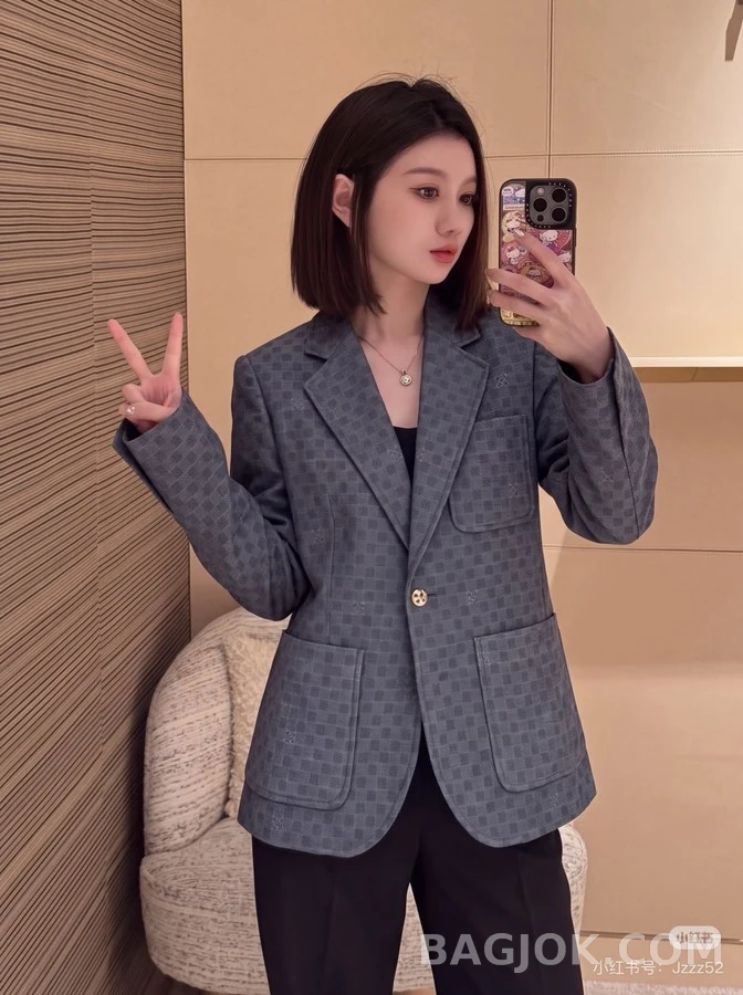 루이비통 루이비통 체크 패턴 싱글 블레이저 상세 이미지