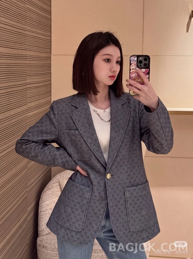 루이비통 루이비통 체크 패턴 싱글 블레이저 상세 이미지