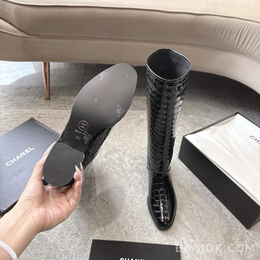 샤넬 샤넬 악어 엠보싱 롱 부츠 상세 이미지