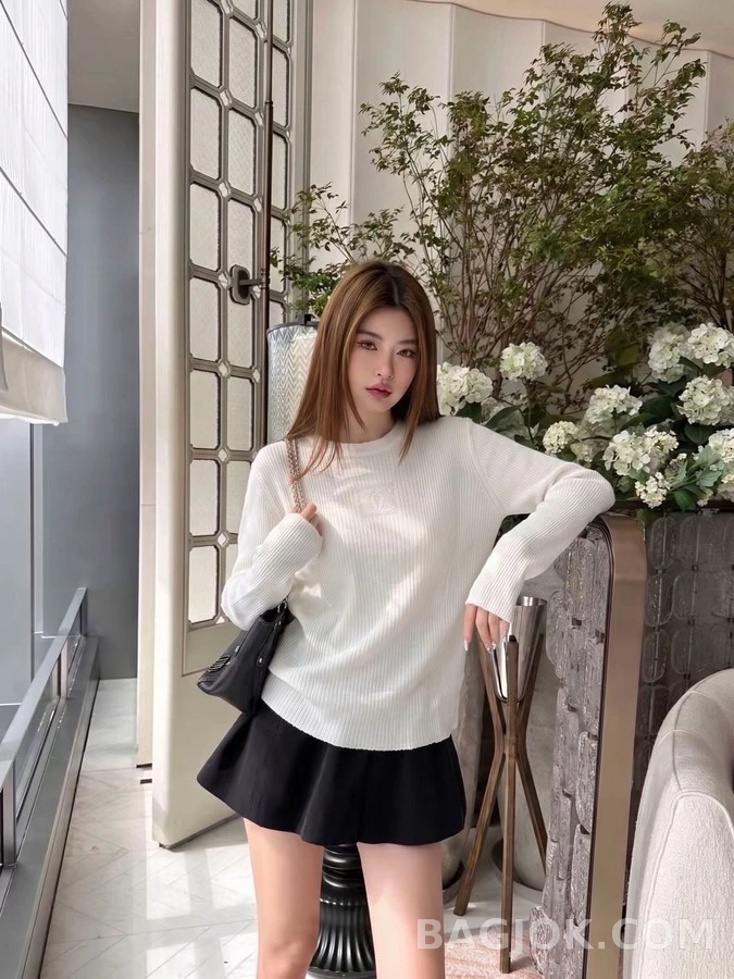 샤넬 샤넬 로고 리브드 니트 상세 이미지