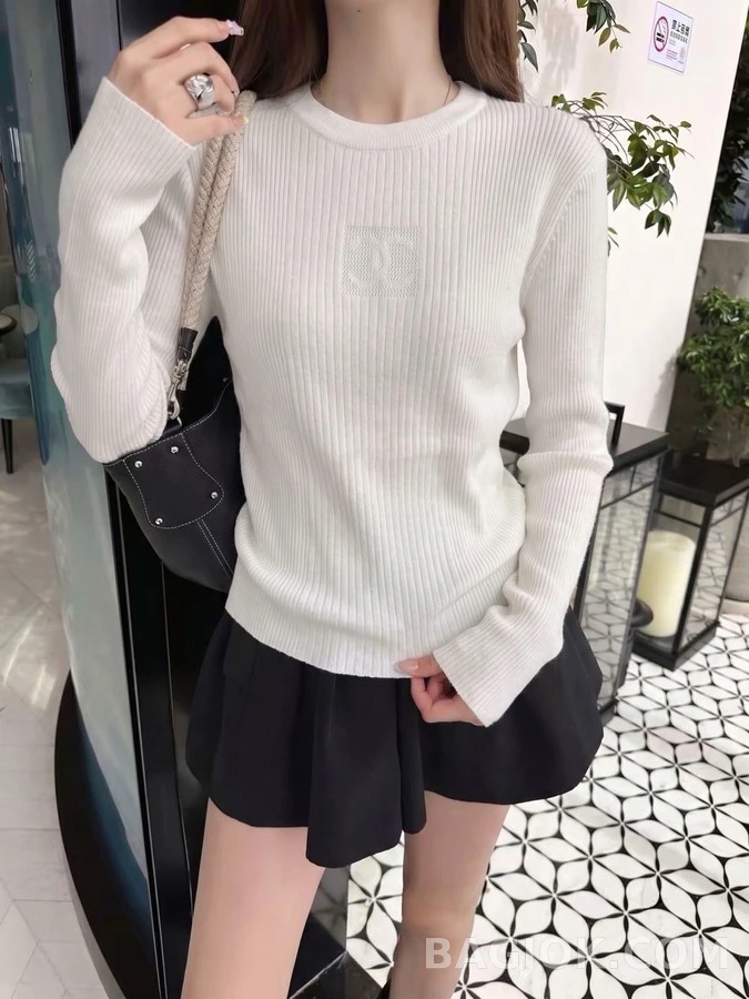 샤넬 샤넬 로고 리브드 니트 상세 이미지