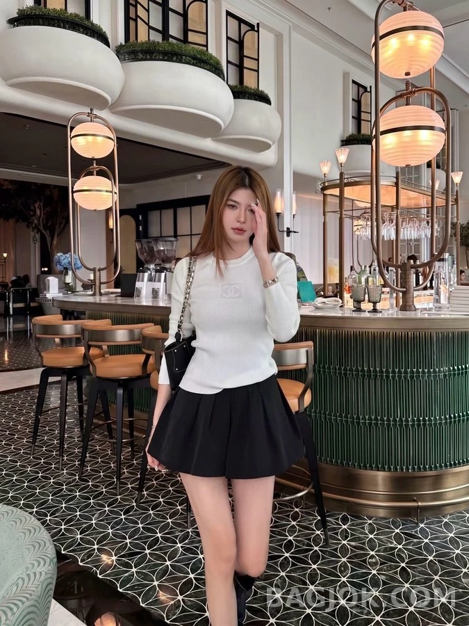 샤넬 샤넬 로고 리브드 니트 상세 이미지