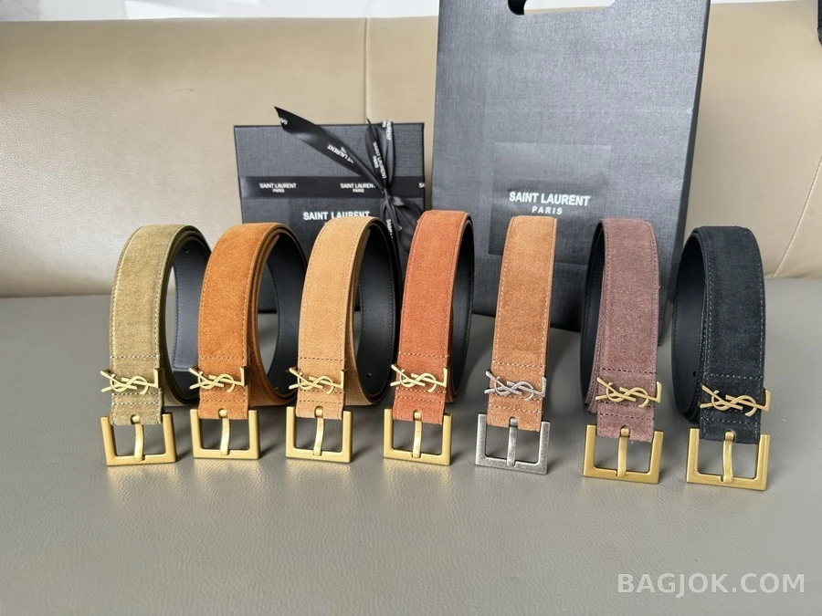 생로랑 세인트로랑 로고 스웨이드 벨트 상세 이미지
