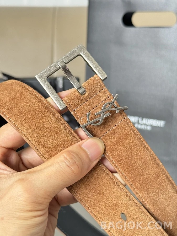 생로랑 세인트로랑 로고 스웨이드 벨트 상세 이미지