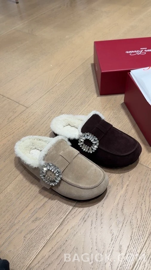 로저 비비에 로저비비에 수정 버클 양모 뮬 슬리퍼 상세 이미지