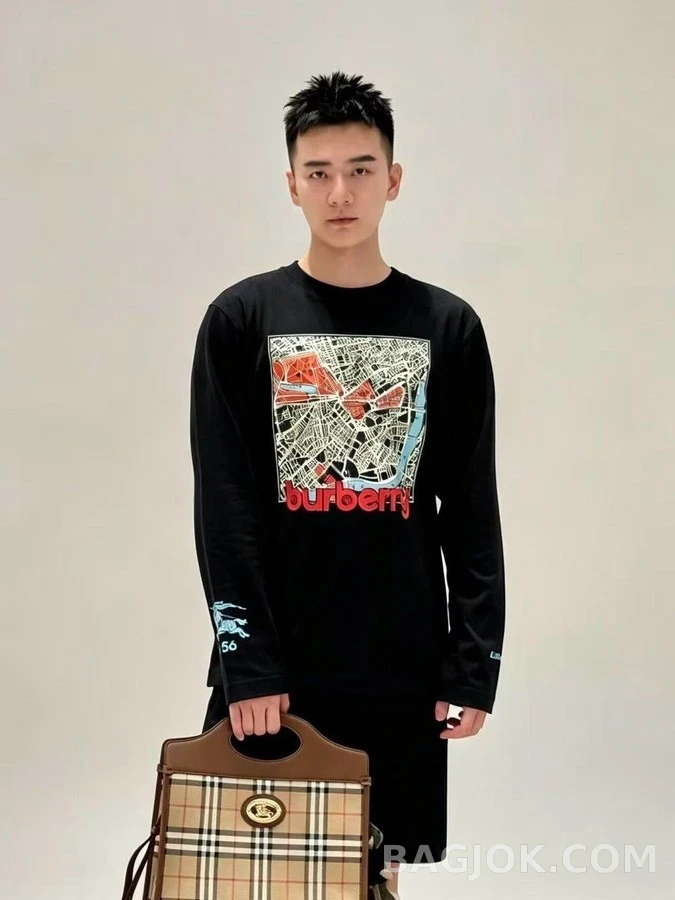 버버리 버버리 런던 지도 그래픽 긴팔 티셔츠 상세 이미지