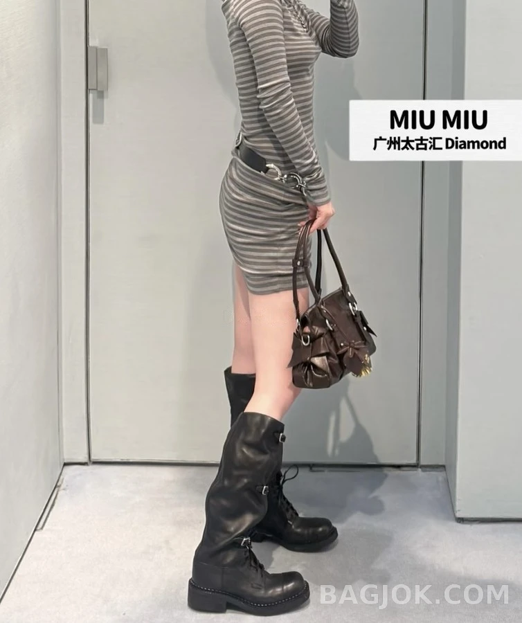 미우미우 미우미우 버클 레이스업 롱부츠 상세 이미지
