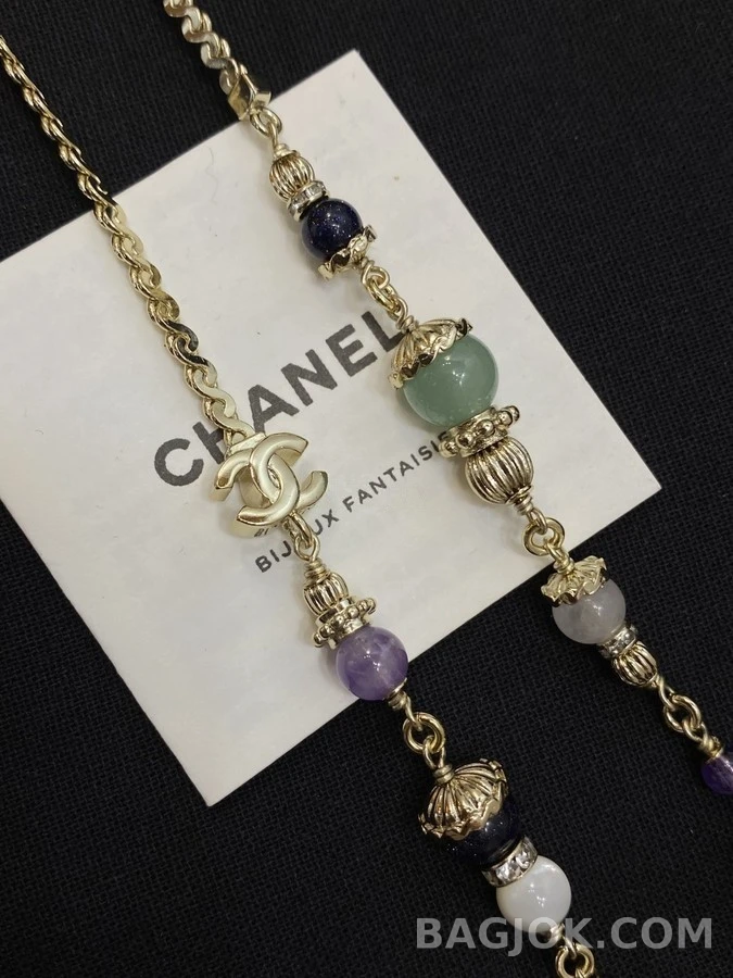 샤넬 샤넬 컬러 비즈 로고 롱 목걸이 상세 이미지