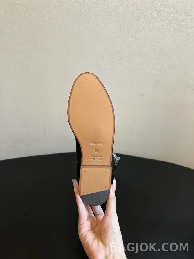 에르메스 에르메스 캔버스 가죽 락 버클 라이딩 부츠 상세 이미지