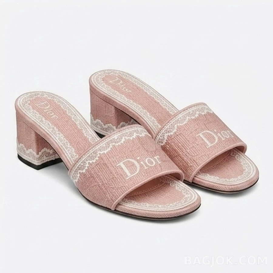 디올 디올 Dway 자수 블록 힐 샌들 상세 이미지
