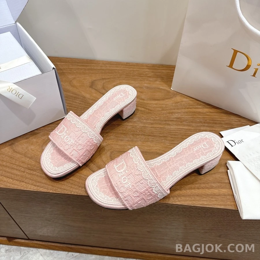 디올 디올 Dway 자수 블록 힐 샌들 상세 이미지