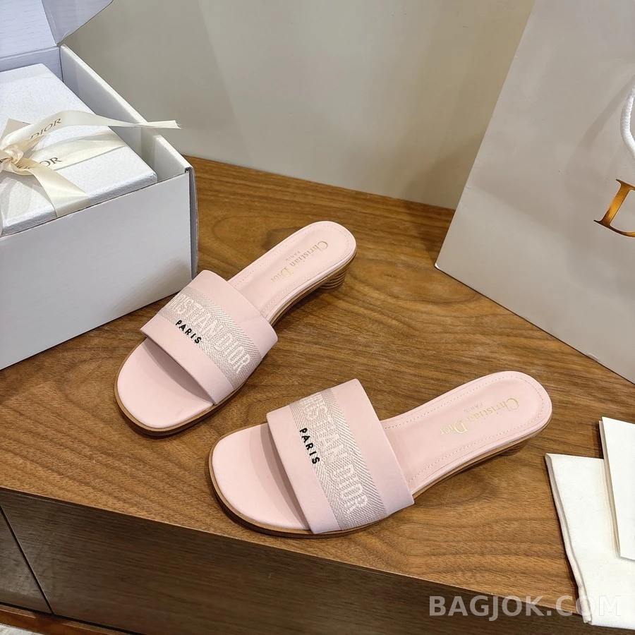 디올 디올 Dway 파리 로고 코튼 힐 샌들 상세 이미지