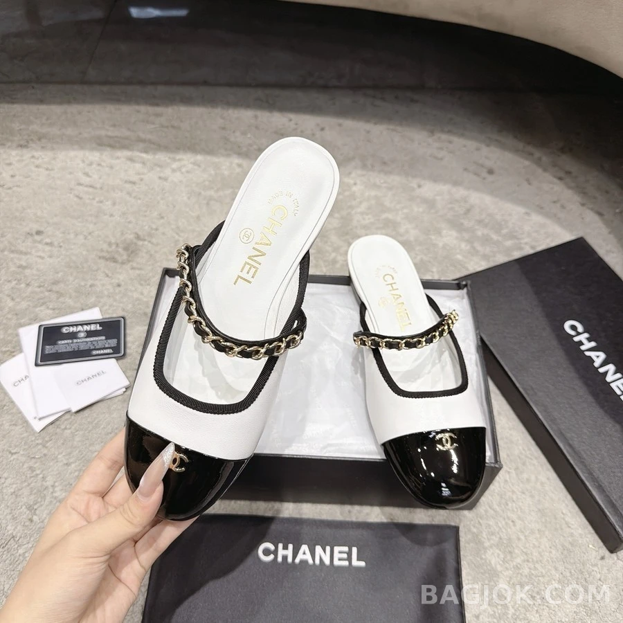 샤넬 샤넬 체인 투톤 메리제인 뮬 상세 이미지