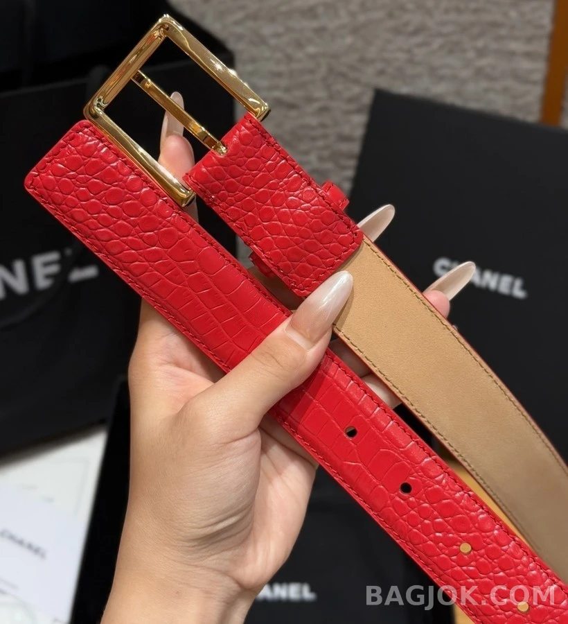 샤넬 샤넬 크록 엠보스드 벨트 상세 이미지