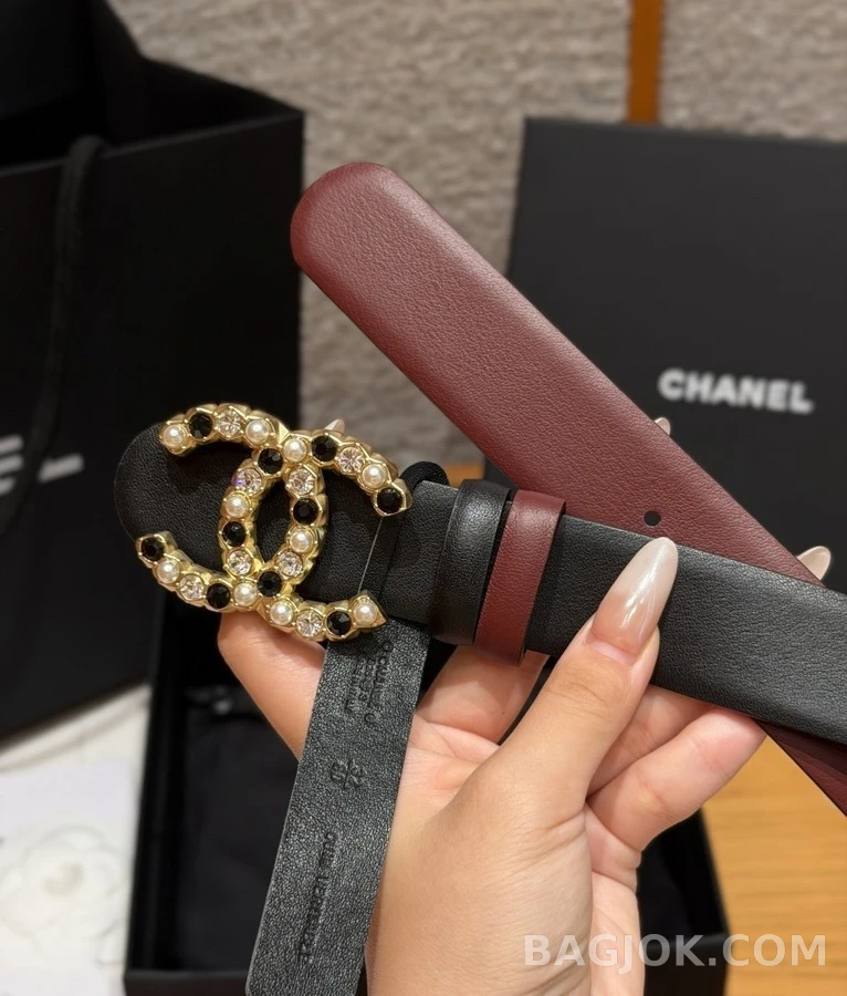 샤넬 샤넬 로고 진주 장식 벨트 상세 이미지