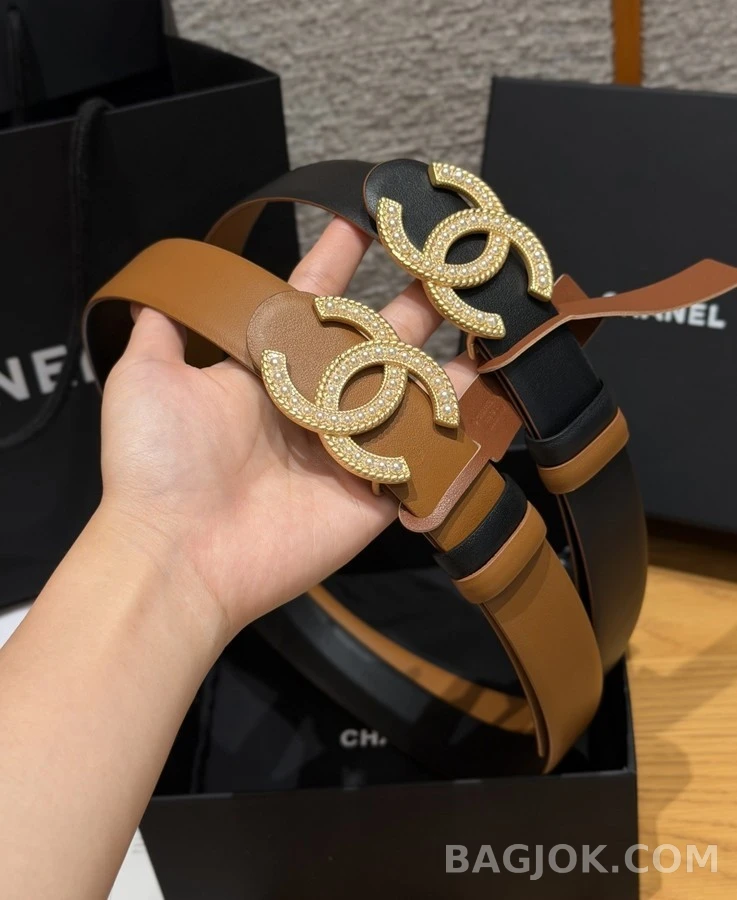 샤넬 샤넬 크리스탈 더블 C 로고 벨트 상세 이미지