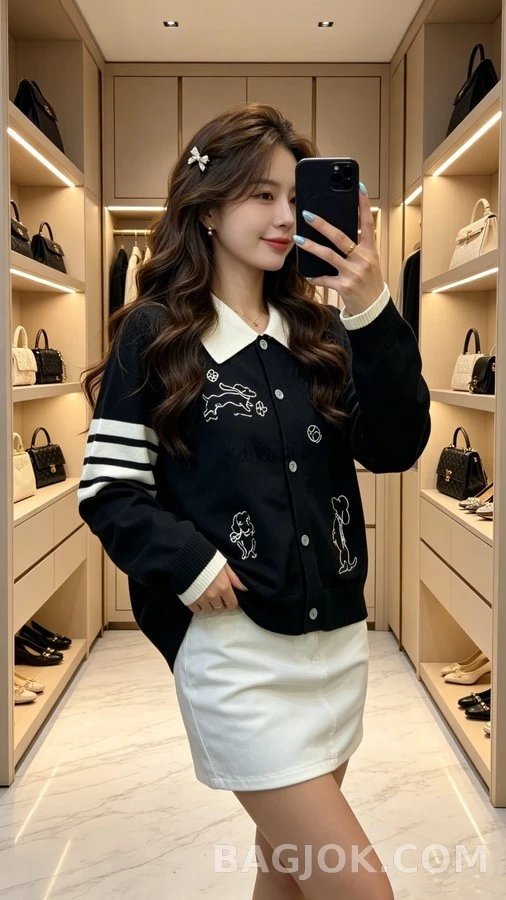톰브라운 톰브라운 강아지 자수 카라 가디건 상세 이미지