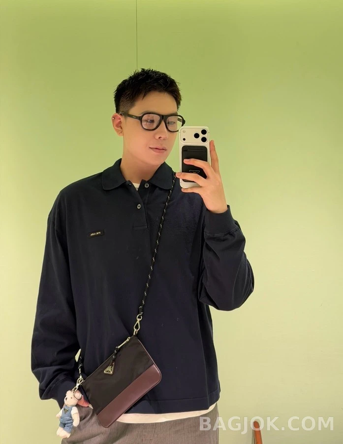 프라다 프라다 로고 코튼 긴팔 폴로 상세 이미지