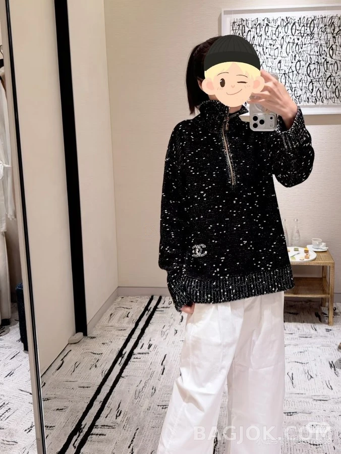 샤넬 샤넬 스페클 하프집업 니트 상세 이미지