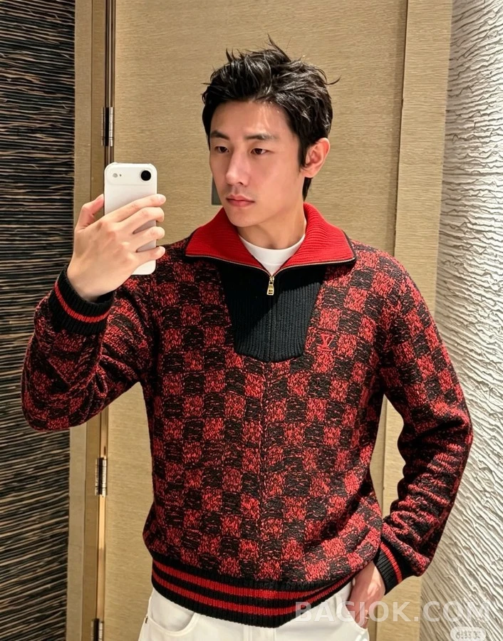 루이비통 루이비통 체커보드 니트 집업 상세 이미지