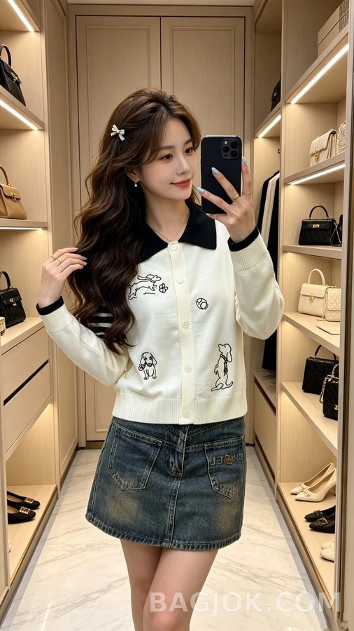 톰브라운 톰브라운 강아지 자수 니트 가디건 상세 이미지