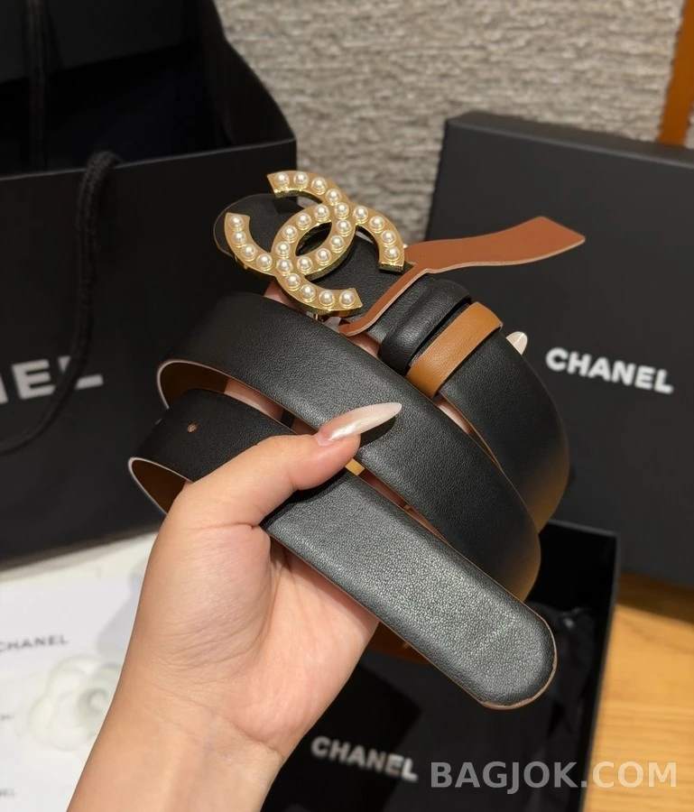 샤넬 샤넬 진주 로고 리버시블 벨트 상세 이미지