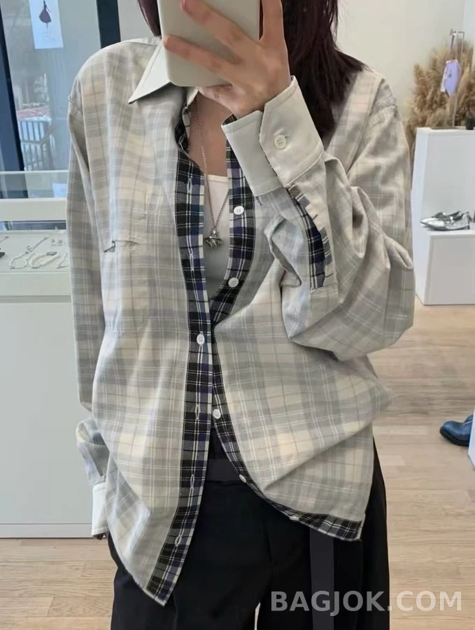메종 마르지엘라 메종마르지엘라 그리드 체크 리버서블 셔츠 상세 이미지