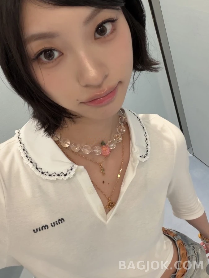 미우미우 미우미우 꽃자수 피터팬카라 폴로 긴팔 티셔츠 상세 이미지
